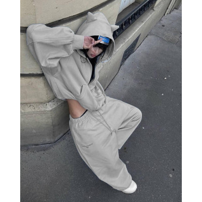 Чарівний жіночий костюм oversize у кольорі попелу модель 1456-184