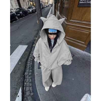 Чарівний жіночий костюм oversize у кольорі попелу модель 1456-184