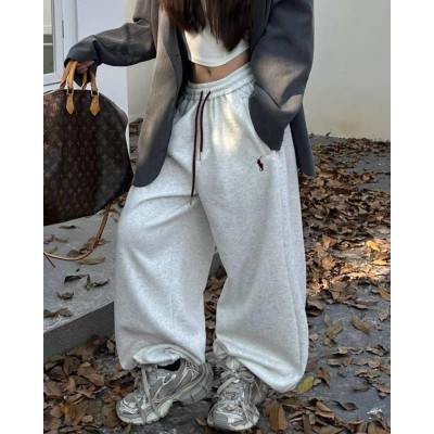 Жіночі oversize Джогери 1456-185: модель у меланжевому та чорному кольорі
