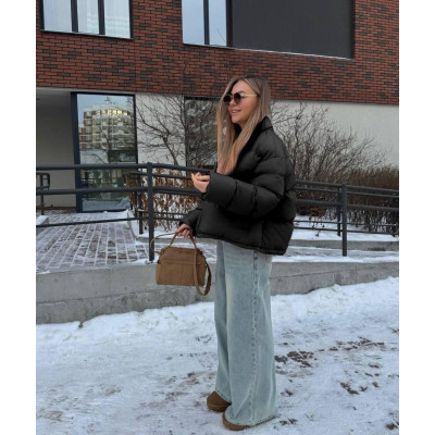 Ексклюзивна рожево-чорна куртка жіноча oversize модель 847-750 - стиль і комфорт у кожному образі!