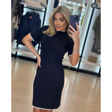 Сукня жіноча трикотаж дайвінг Модель: 1483-83154 Колір: чорний + біла вставка
