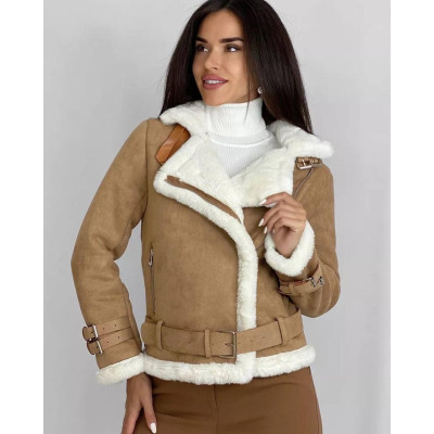 Дублянка жіноча із штучної замші середньої довжини - модель 1553-2141: стиль та комфорт разом!